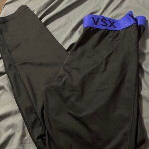 VSX Black Leggings with Vibrant Blue Waistband